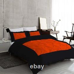 1000 TC Egyptian Cotton Two Tone Pinch Pleated Duvet Collection Black & Orange