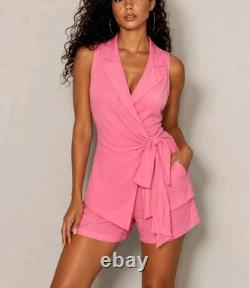 $119.00 Lizette Collection 2-Piece Shorts Set Wrap Vest Top Resort Wear Size M