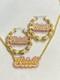 14k Gold Overlay Personalized Name Bamboo Earrings Necklace Set / Color Onyx 3