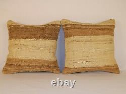 16'' X 16'' Handmade Wool Pair Moroccan Kilim Pillow Cover Set of Two Cushions