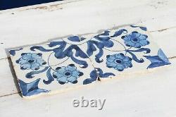 17th Century Set of Two Baroque Tiles depicting Flowers and Rocailles