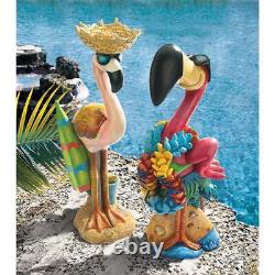 18 Tropical Paradise King of Lawn Ornaments Set of Two Pink Flamingo Statues