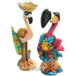 18 Tropical Paradise King of Lawn Ornaments Set of Two Pink Flamingo Statues