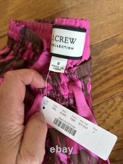 184 J. Crew Collection Silk Twill Lion Print Shirt & Pants Set NWT 2 Fuchsia
