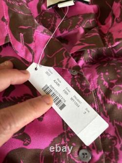184 J. Crew Collection Silk Twill Lion Print Shirt & Pants Set NWT 2 Fuchsia