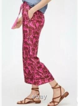 184 J. Crew Collection Silk Twill Lion Print Shirt & Pants Set NWT 2 Fuchsia