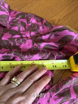 184 J. Crew Collection Silk Twill Lion Print Shirt & Pants Set NWT 2 Fuchsia