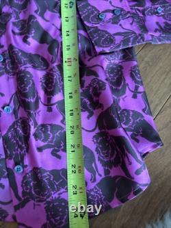 184 J. Crew Collection Silk Twill Lion Print Shirt & Pants Set NWT 2 Fuchsia