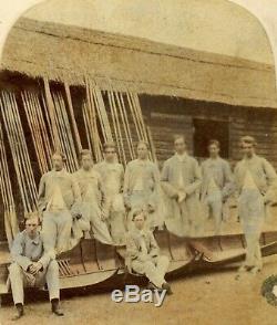 1858 two rare h/c albumen photographs of Radley and Eton rowing crews at Henley