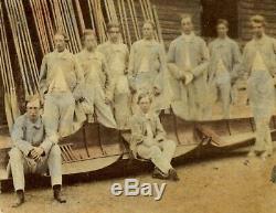 1858 two rare h/c albumen photographs of Radley and Eton rowing crews at Henley