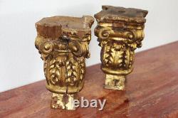 18th Century Set of Two Baroque Gold Leaf Corinthian Capitals From a Portuguese