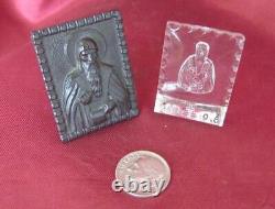 1946 Set Of Two Christian Bakelite & Glass Mini Icons St. Ivan Rilski