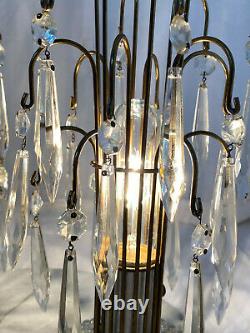 1950s Waterford Style Art Deco Table Lamps With Crystal Prisms Set of Two