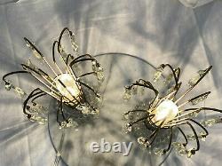 1950s Waterford Style Art Deco Table Lamps With Crystal Prisms Set of Two