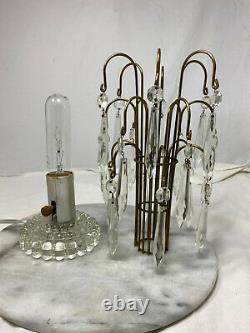 1950s Waterford Style Art Deco Table Lamps With Crystal Prisms Set of Two