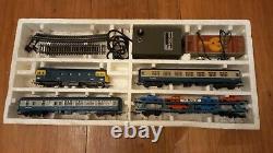 1970s Lima electric train set engine, two inter city carriages anc car transport