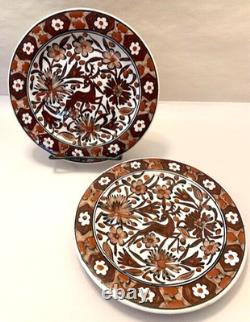 2 Ikaros Rhodes Greece Hangable Decorative Plates VTG MCM Hand Painted Signed