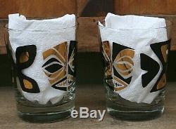 2 Tiki Diablo 24k Gold Leaf and Black Mai-Tai Coctkail Glass Mug Set of Two