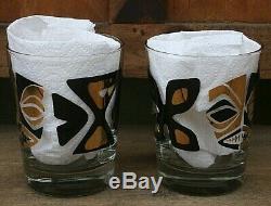 2 Tiki Diablo 24k Gold Leaf and Black Mai-Tai Coctkail Glass Mug Set of Two