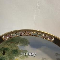2 UCAGCO Occupied Japan Hand Painted Pierced Plates Signed T Miyake & I Ito