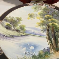 2 UCAGCO Occupied Japan Hand Painted Pierced Plates Signed T Miyake & I Ito