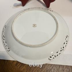 2 UCAGCO Occupied Japan Hand Painted Pierced Plates Signed T Miyake & I Ito