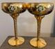2 Vintage Murano Tre Fuochi Champagne Glasses 24k Gold Overlay Hand Blown 7