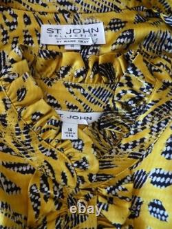 2-pc ST JOHN COLLECTION Black Jacket Artsy Yellow Silk Lining & SJ Button Top 14