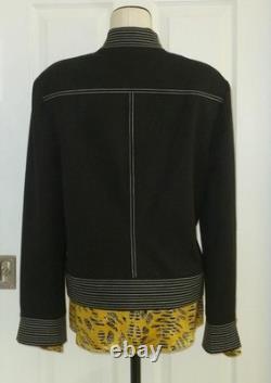 2-pc ST JOHN COLLECTION Black Jacket Artsy Yellow Silk Lining & SJ Button Top 14