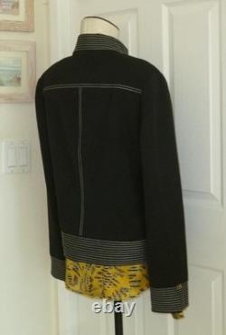2-pc ST JOHN COLLECTION Black Jacket Artsy Yellow Silk Lining & SJ Button Top 14