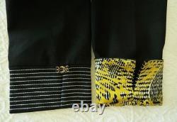2-pc ST JOHN COLLECTION Black Jacket Artsy Yellow Silk Lining & SJ Button Top 14