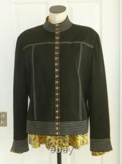 2-pc ST JOHN COLLECTION Black Jacket Artsy Yellow Silk Lining & SJ Button Top 14