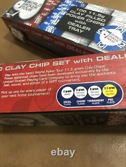 (200) Two Sets Official World Poker Tour 100 11.5g Clay With Black Dealer Tray