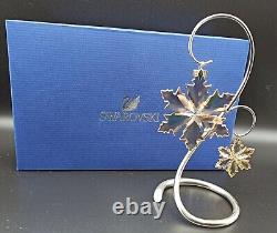 2014 Swarovski Snowflake Ornaments Set Large & Little with a Stand 5063341 Box