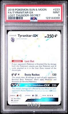 2018 Pokemon Sun and Moon Lost Thunder Secret Rare Tyranitar Gx #223 PSA 9