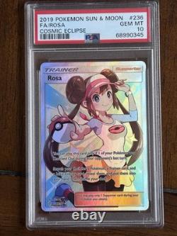 2019 Pokemon Sun & Moon Cosmic Eclipse #236 Full Art Rosa Psa 10