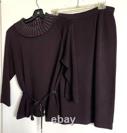 $2100 St. John Collection Marie Gray Sequin Dress Sweater Skirt Set Knit Suit 8