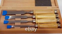 4 Pc Set Two Cherries Wood Chisels 10 16 20 26 Germany Vintage New In Wood Case