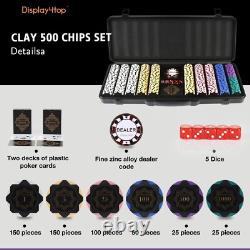 500 Pieces 13.5g Clay Poker Chips Set for Texas Holdem Christmas Gift UK