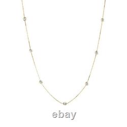 7.00 Ct Bezel Set Diamond By The Yard Necklace 14K Two-Tone Gold Over 18 Long