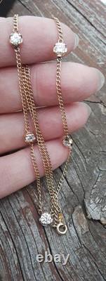 7.00 Ct Prong Set Diamond By The Yard Necklace 14K Two-Tone Gold Over 18 Long