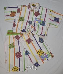90s Gitano Collections Short Set Women M/S White Multi Vintage Geometric