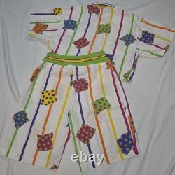 90s Gitano Collections Short Set Women M/S White Multi Vintage Geometric