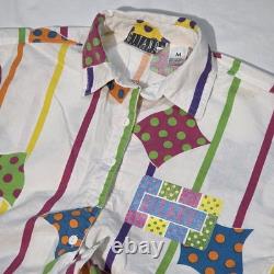 90s Gitano Collections Short Set Women M/S White Multi Vintage Geometric