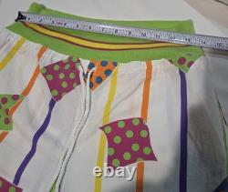 90s Gitano Collections Short Set Women M/S White Multi Vintage Geometric