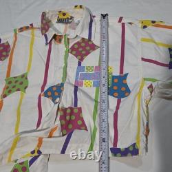 90s Gitano Collections Short Set Women M/S White Multi Vintage Geometric