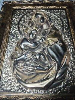 A Set Of Two Madonna and Child Art Creazioni Artische Framed Italian 3D Silver