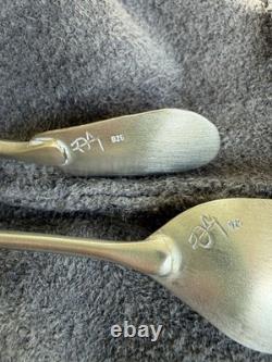 A Set of Two Handmade Sterling Silver and Pebble Espresso Spoons by Thalia Maria