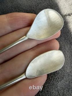A Set of Two Handmade Sterling Silver and Pebble Espresso Spoons by Thalia Maria