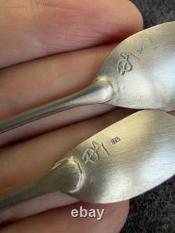 A Set of Two Handmade Sterling Silver and Pebble Espresso Spoons by Thalia Maria